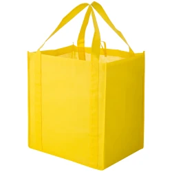 13" x 10" x 15" + 10" Yellow Heavy Duty Non-Woven Grocery Tote Bag