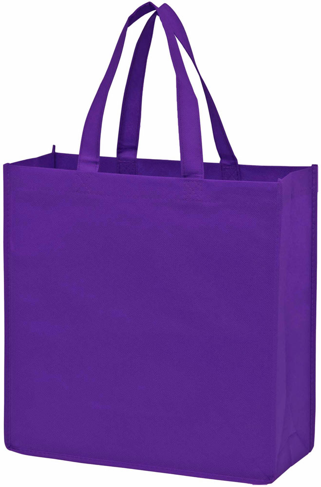 Purple 13 x 5 x 13 + 5 Non Woven Grocery Tote Bag
