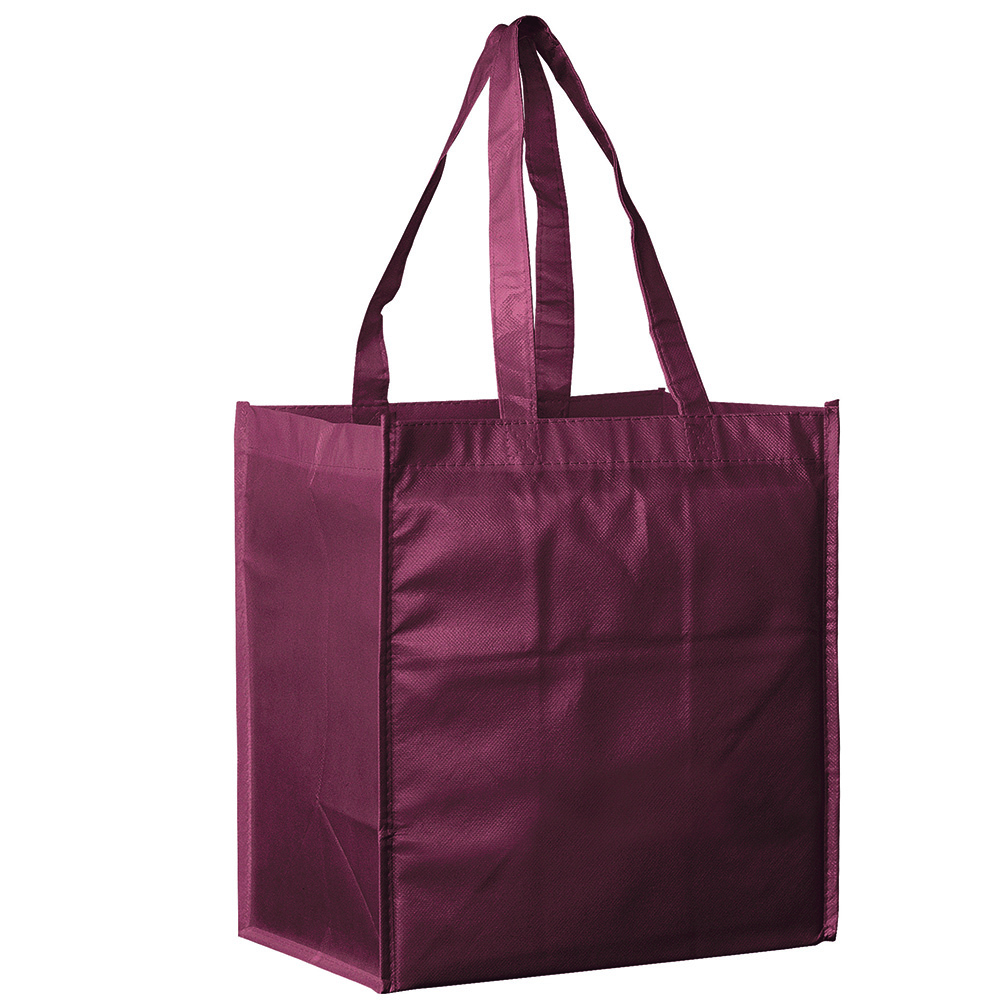 Burgandy 13 x 5 x 13 + 5 Non Woven Grocery Tote Bag