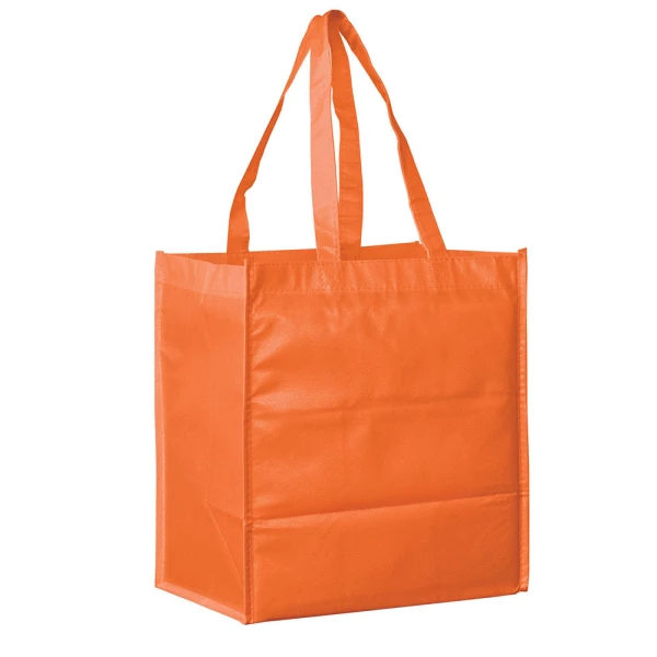 Orange 13 x 5 x 13 + 5 Orange Non Woven Grocery Tote Bag