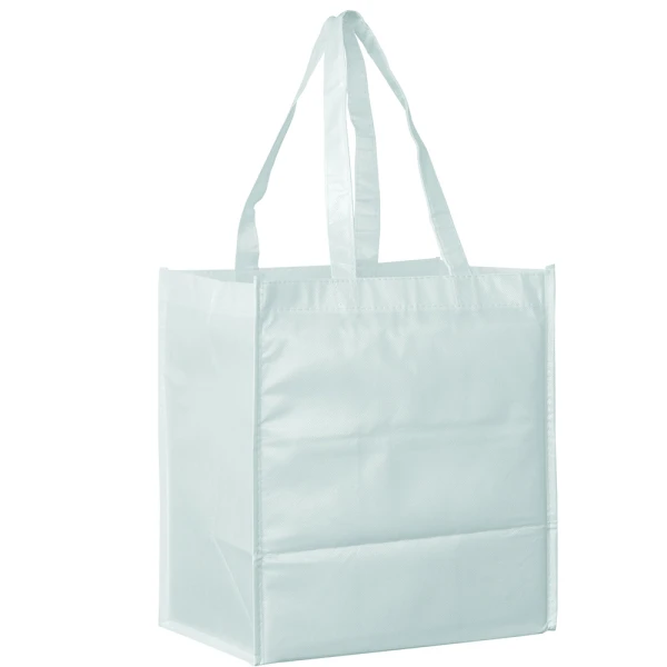 13 x 5 x 13 + 5 White Non Woven Grocery Tote Bag White 13 x 5 x 13 + 5 Non Woven Grocery Tote Bag