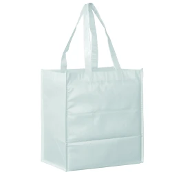 13 x 5 x 13 + 5 White Non Woven Grocery Tote Bag