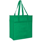 Kelly Green 13 x 7 x 14 + 7 Heavy Duty Non-Woven Grocery Tote Bag