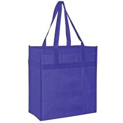 13" x 7" x 14" + 7" Royal Blue Heavy Duty Non-Woven Grocery Tote Bag