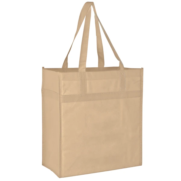 13 x 7 x 14 + 7 Tan Heavy Duty Non-Woven Grocery Tote Bag Tan 13 x 7 x 14 + 7 Heavy Duty Non-Woven Grocery Tote Bag