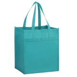 Teal 13x7x14+7 Heavy Duty Non-Woven Grocery Tote Bag