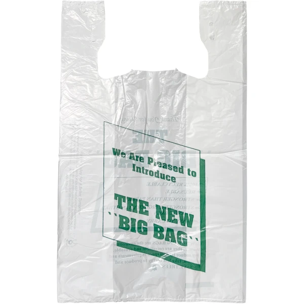 13 x 8 x 22 Thank You Shopping Bag 0.65 Mil Back Back of 13 x 8 x 22 HDPE Plastic Thank You Take Out Bag