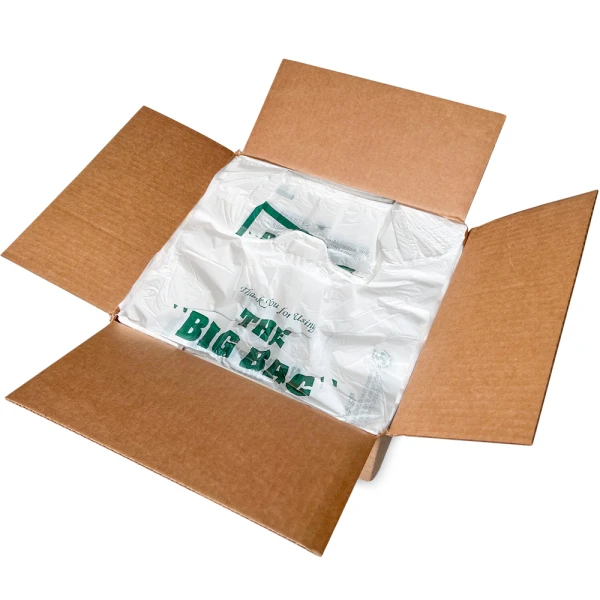 13 x 8 x 22 Thank You Shopping Bags 0.65 Mil Case Case of 13 x 8 x 22 HDPE Plastic Thank You Take Out Bags