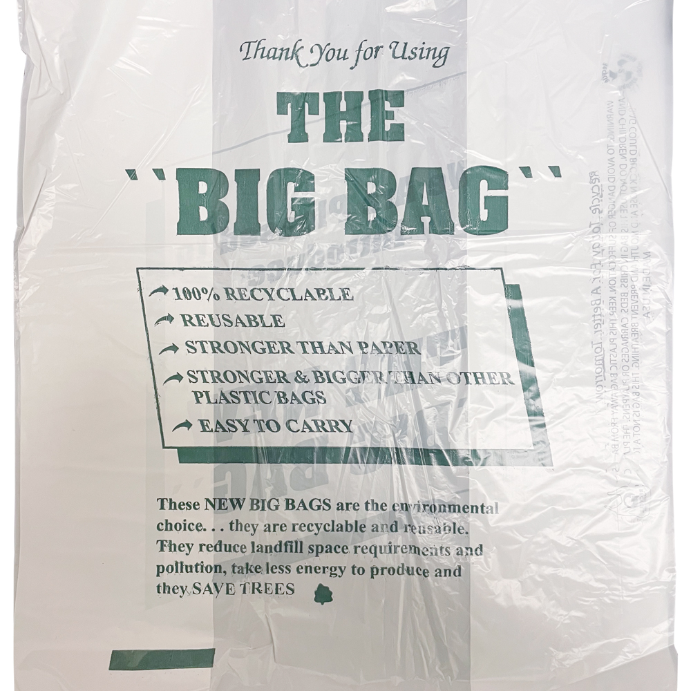 Front Print of 13 x 8 x 22 HDPE Plastic Thank You Take Out Bag