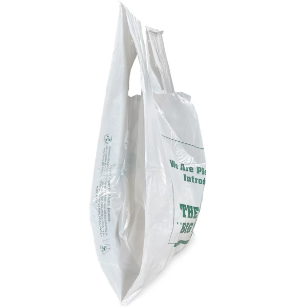 13 x 8 x 22 Thank You Shopping Bag 0.65 Mil Side Gusset Side Gusset of 13 x 8 x 22 HDPE Plastic Thank You Take Out Bag