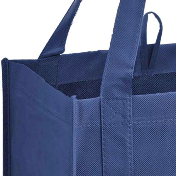 13 x 10 x 15 + 10 Navy Blue Heavy Duty Non-Woven Grocery Tote Bag 13 x 10 x 15 + 10 Navy Blue Heavy Duty Non-Woven Grocery Tote Bag