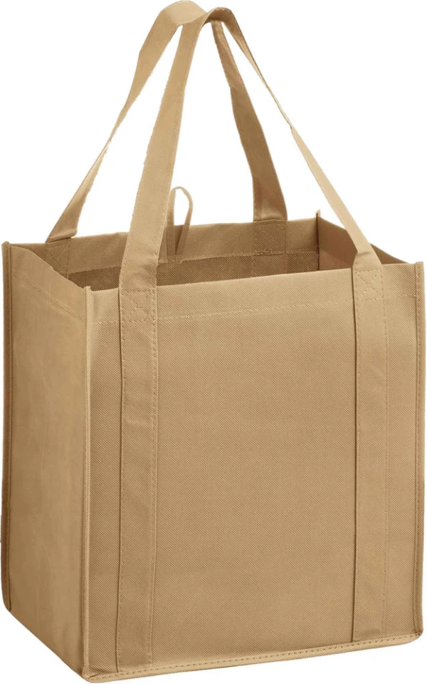 13 x 10 x 15 + 10 Tan Heavy Duty Non-Woven Grocery Tote Bag Tan 13 x 10 x 15 + 10 Heavy Duty Non-Woven Grocery Tote Bag
