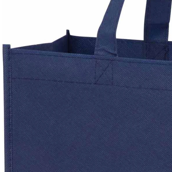 13 x 5 x 13 + 5 Navy Blue Non Woven Grocery Tote Bag 13 x 5 x 13 + 5 Navy Blue Non Woven Grocery Tote Bag