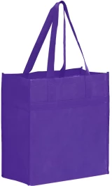 Purple 13 x 7 x 14 + 7 Heavy Duty Non-Woven Grocery Tote Bag