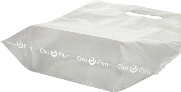 15 x 18 x 3 2.5 Mil Clear Frosty Eco Friendly Shopping Bags Bottom Gusset 3 Inch Bottom Gusset of a15 x 18 x 3 2.5 Mil Clear FrostyEco-Friendly Fold-Over Reinforced Die Cut Handle Bags