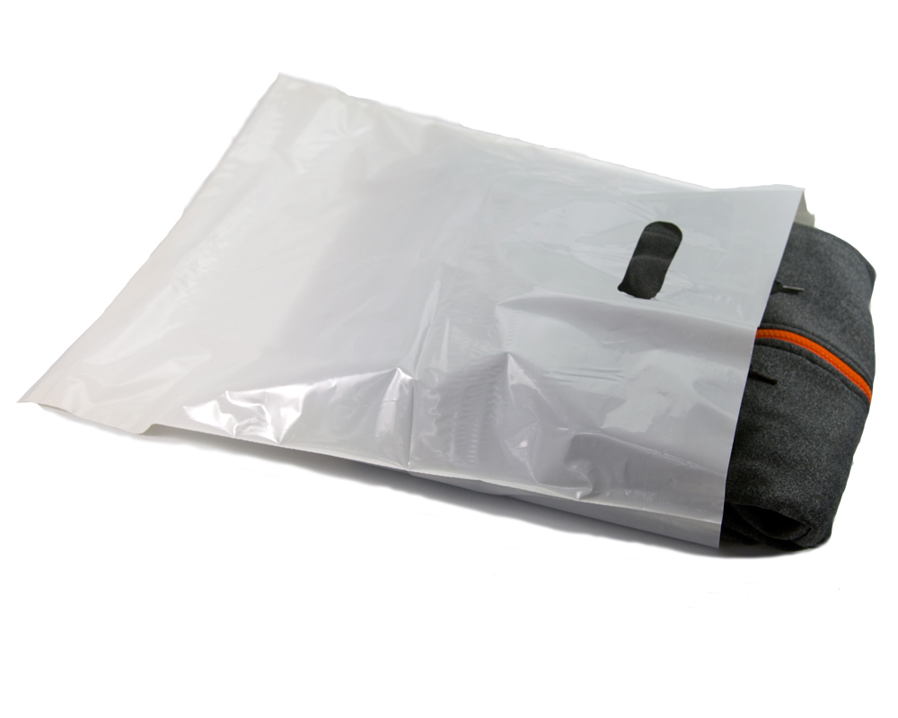 15" x 18" 1.75 mil Standard White Die Cut Handle Retail Plastic Bags