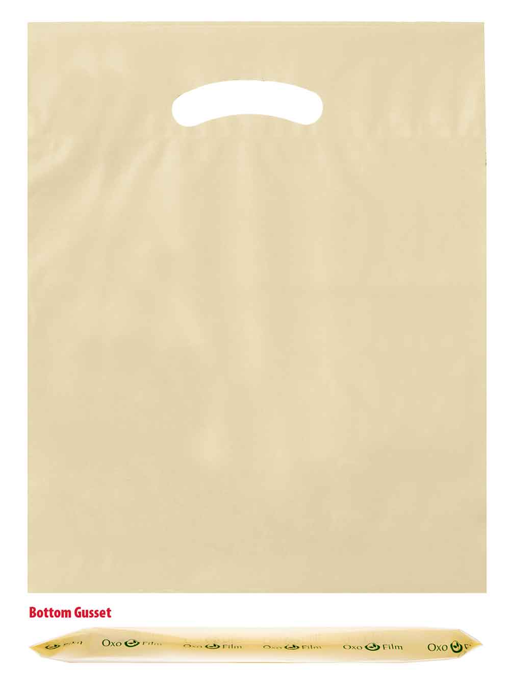 15 x 18 x 3 bottom gusset ivory die cut handle bags