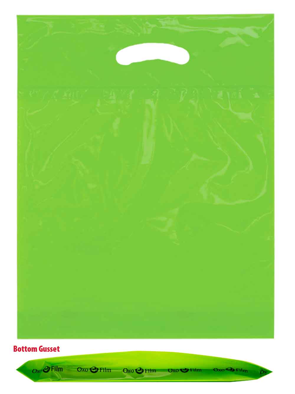 Lime Green 15 x 18 + 3 2.5 Mil Eco Friendly Shopping Bags