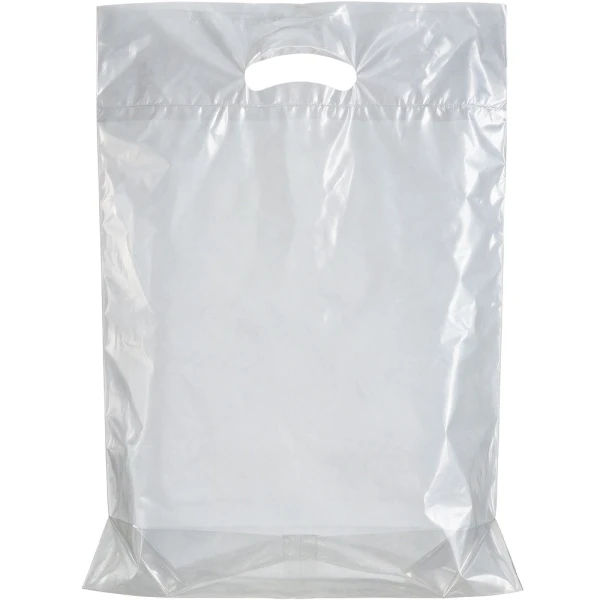 15 x 19 + 3 2.5 Mil Clear Fold-Over Reinforced Die Cut Handle Bags