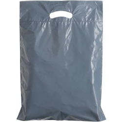 15" x 19" + 3" 2.5 Mil Gray Retail Shopping Bags