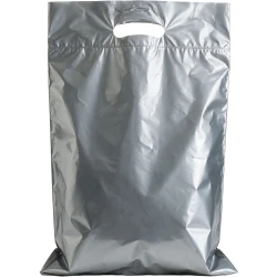 15" x 19" + 3" 2.5 Mil Silver Retail Shopping Bags