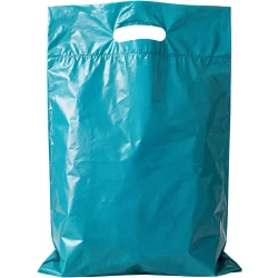 15" x 19" + 3" 2.5 Mil Teal Retail Shopping Bags