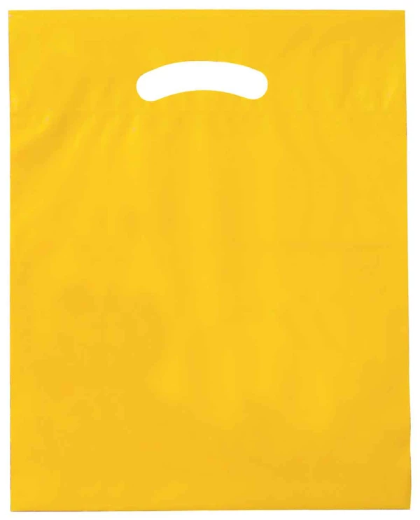 15 x 19 plus 3 Yellow Fold Over Die Cut Handle Bags