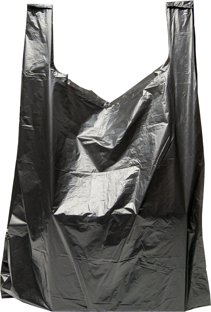 15 x 7 x 26 Black HDPE Plastic T-Shirt Carry Out Bags