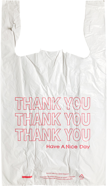 Printed 15 inch x 7 inch x 26 inch Thank You High Density T-Shirt  Bags