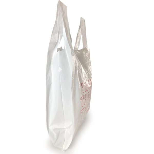 15 x 7 x 26 Thank You Merchandise Bags 0.65 Mil Side Gusset Side Gusset of 15 x 7 x 26 HDPE Plastic Thank You Take Out Bags