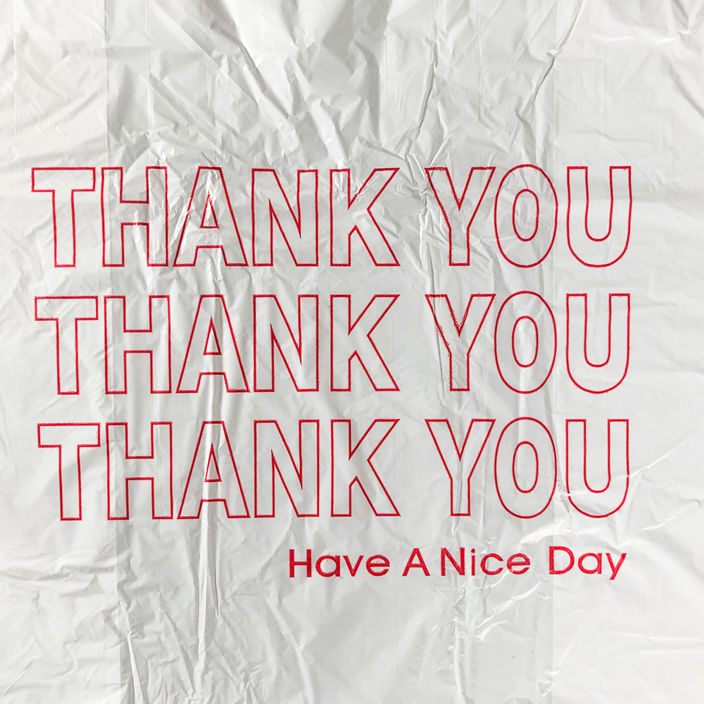 Thank You Print on 15 x 7 x 26 HDPE Plastic Thank You Take Out Bags