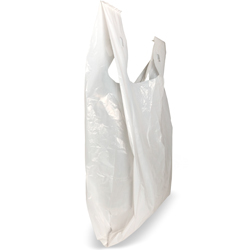Side Gusset of 15 x 7 x 26 White T-Shirt Bags 0.65 Mil