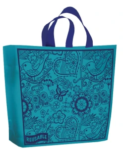 16" x 15" + 6" Peace n Love Soft Loop Handle Holiday Shopping Bags