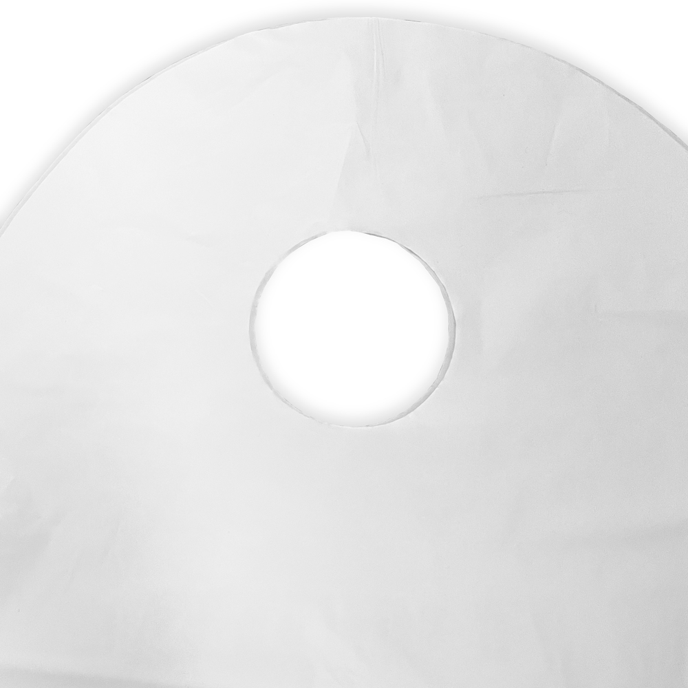 Close up of 16 x 16 + 8 BG Super Wave Top Carry Out Bag 1.25 Mil Circle Handle