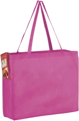 Pink 16 x 6 x 12 + 6 Non Woven Over-The-Shoulder Tote Bag with Side Pockets