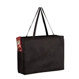 Black 16 x 6 x 12 + 6 Non Woven Over-The-Shoulder Tote Bag with Side Pockets
