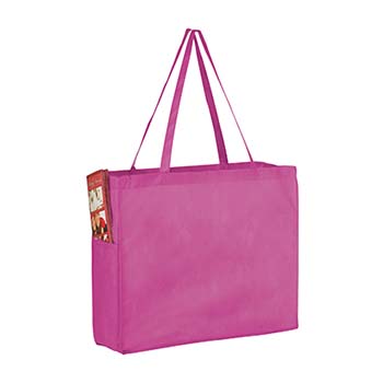 16 x 6 x 12 Pink Green Non Woven Over the Shoulder Tote Bag