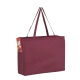Burgundy 16 x 6 x 12 + 6 Non Woven Over-The-Shoulder Tote Bag with Side Pockets