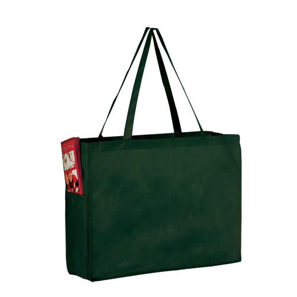 16 x 6 x 12 Hunter Green Non Woven Over the Shoulder Tote Bag