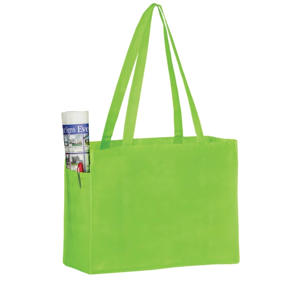 16 x 6 x 12 Lime Non Woven Over the Shoulder Tote Bag