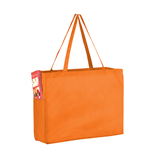 16 x 6 x 12 Orange Green Non Woven Over the Shoulder Tote Bag