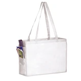 White 16 x 6 x 16 + 6 Non Woven Over-The-Shoulder Tote Bag with Side Pockets