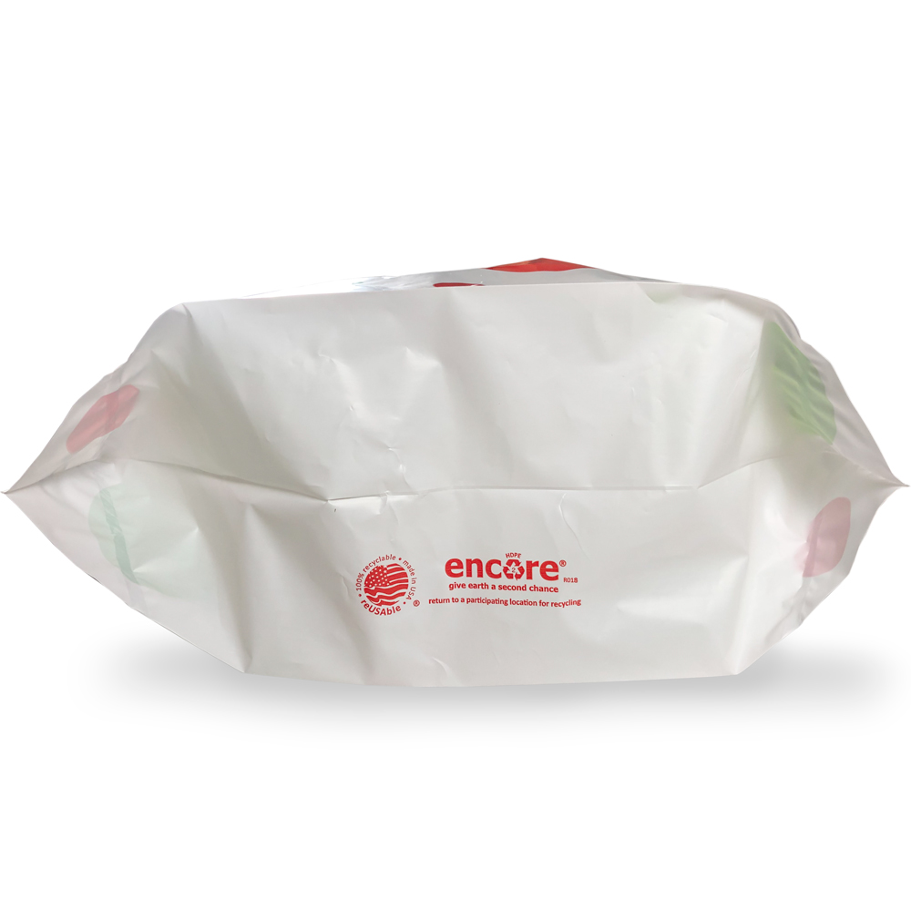 Bottom Gusset of 16 x 15 + 6 Dots Soft Loop Handle Holiday Shopping Bag with Recycle Print