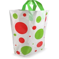 16" x 15" + 6" Soft Loop Handle Holiday Shopping Bags - Dots