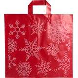 Front of 16 x 15 + 6 Snowflake Soft Loop Handle Holiday Shopping Bags