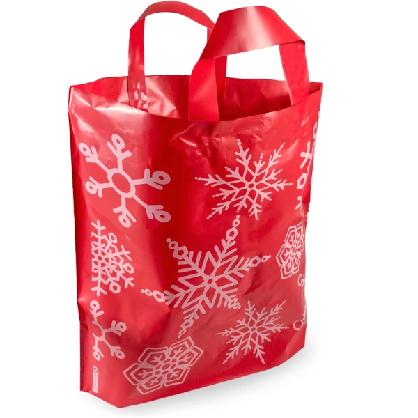 16 x 15 + 6 christmas shopping bag soft loop handle snowflake design