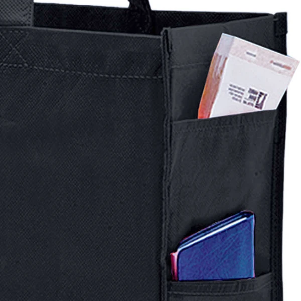 16 x 6 x 12 + 6 Black Non Woven Tote