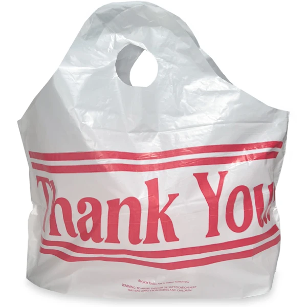 18 x 16 + 9 Wave Top Thank You Carry Out Bag 18 x 16 + 9 Bottom Gusset Wave Top Thank You Bag