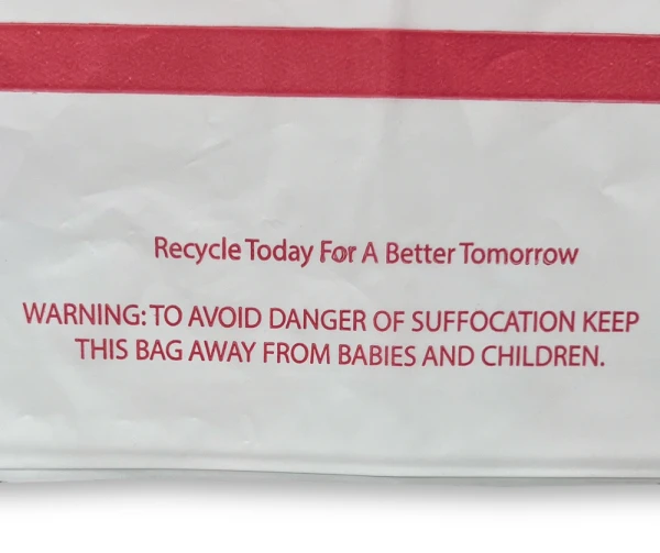18 x 16 + 9 BG Super Wave Top Carry Out Bags 1.25 Mil Suffocation Warning Suffocagtion Warning and Recycle 18 x 16 + 9 Super Wave Plastic Restaurant Bags