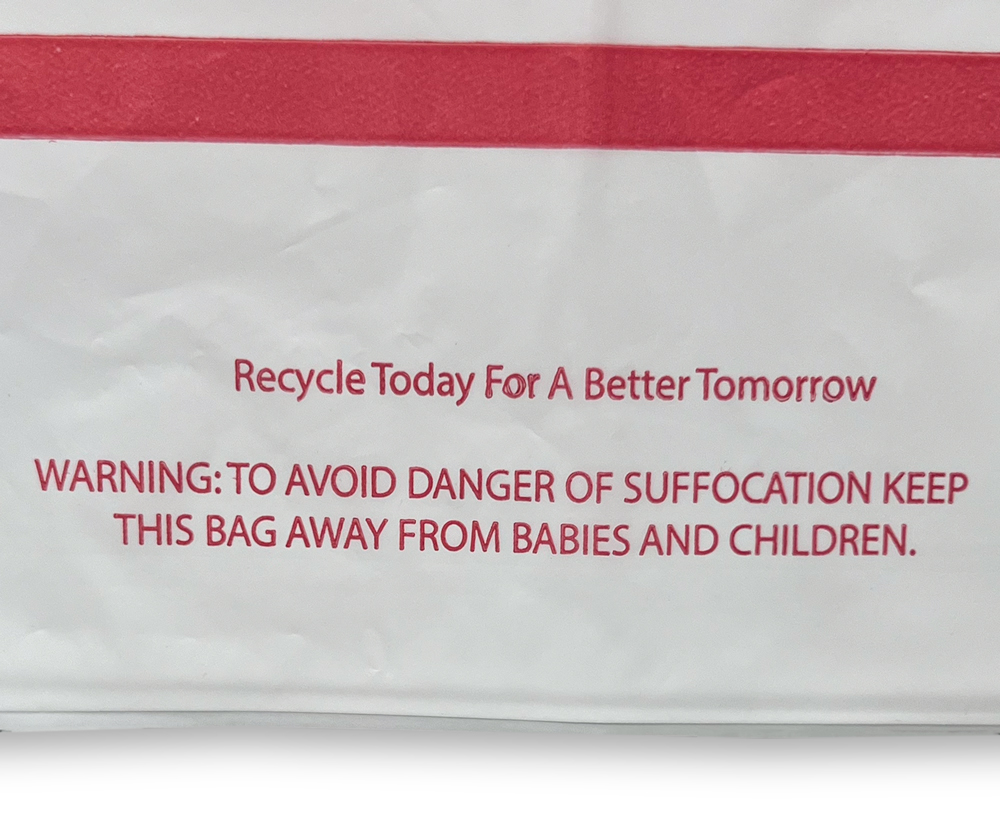 Suffocagtion Warning and Recycle 18 x 16 + 9 Super Wave Plastic Restaurant Bags